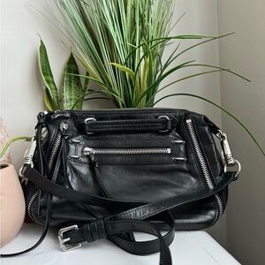 Joelle Hawkens Black Leather Women's Bag with Silver Accents